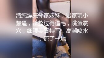 清纯漂亮邻家妹妹，居家玩小骚逼，修整过得逼毛，跳蛋震穴，细腰美臀特写，高潮喷水，流了一地